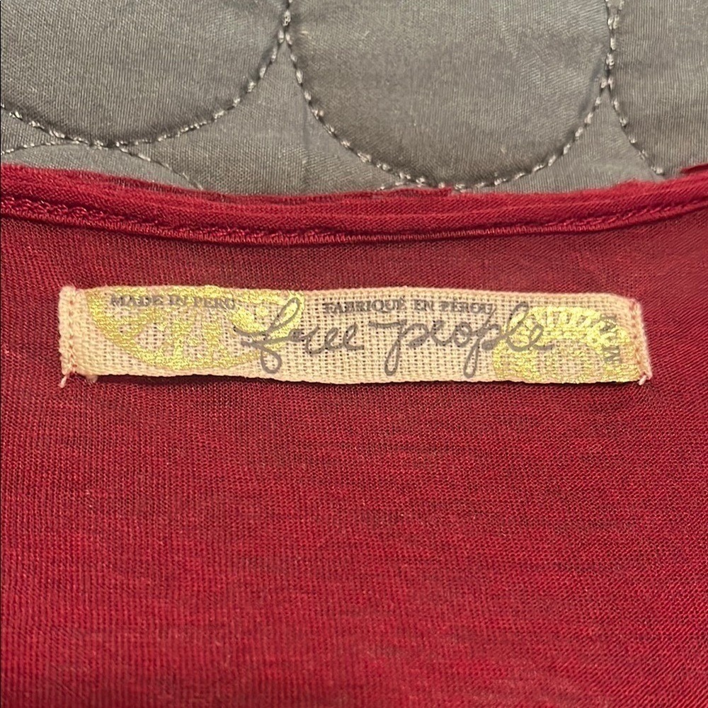 Free People Long Sleeve Shirt Lightweight Sheer Tunic Red Boho Casual Top Medium - Picture 3 of 7